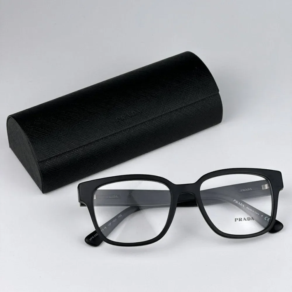 NEW Prada PRA09V 12P1O1 Matte Black Square Unisex Eyeglasses VPR A09
